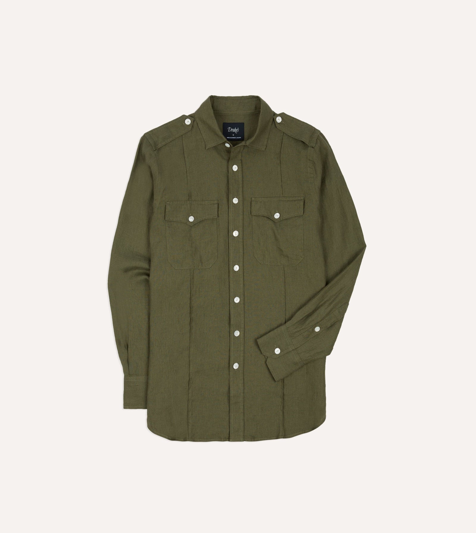 Linen Pintuck Military Shirt