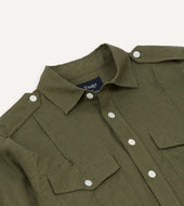 Linen Pintuck Military Shirt
