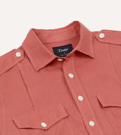 Pink Linen Pintuck Military Shirt