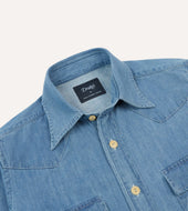 Bleach Wash Denim Two Pocket Western Shirt