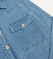 Bleach Wash Denim Two Pocket Western Shirt