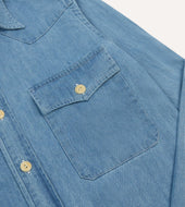 Bleach Wash Denim Two Pocket Western Shirt