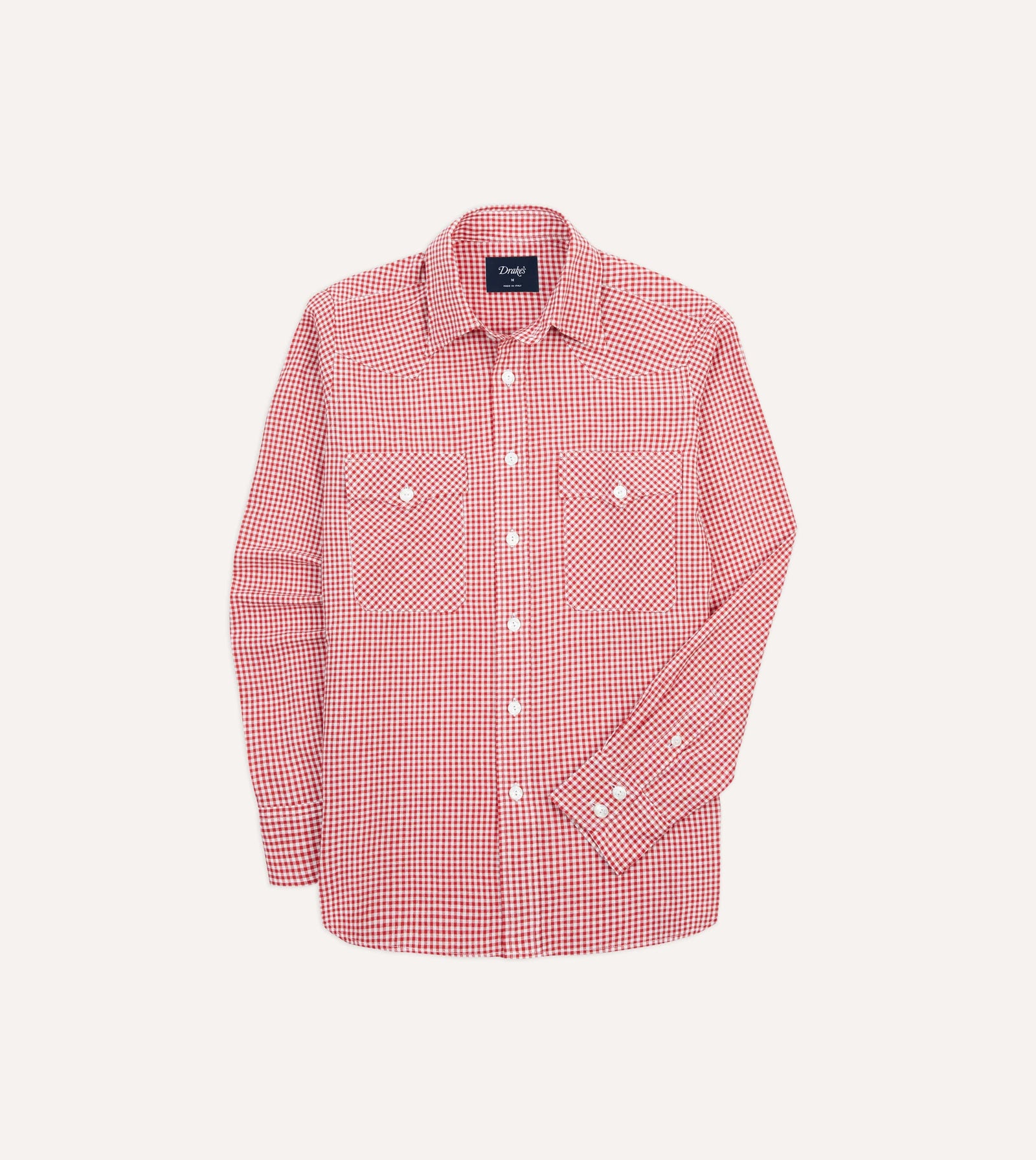 Red Gingham Check Two Pocket Western Shirt