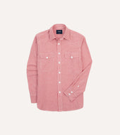 Red Gingham Check Two-Pocket Western Shirt