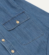 Wash Denim Club Collar Work Shirt
