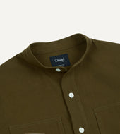 Cotton Mandarin Collar Popover Shirt