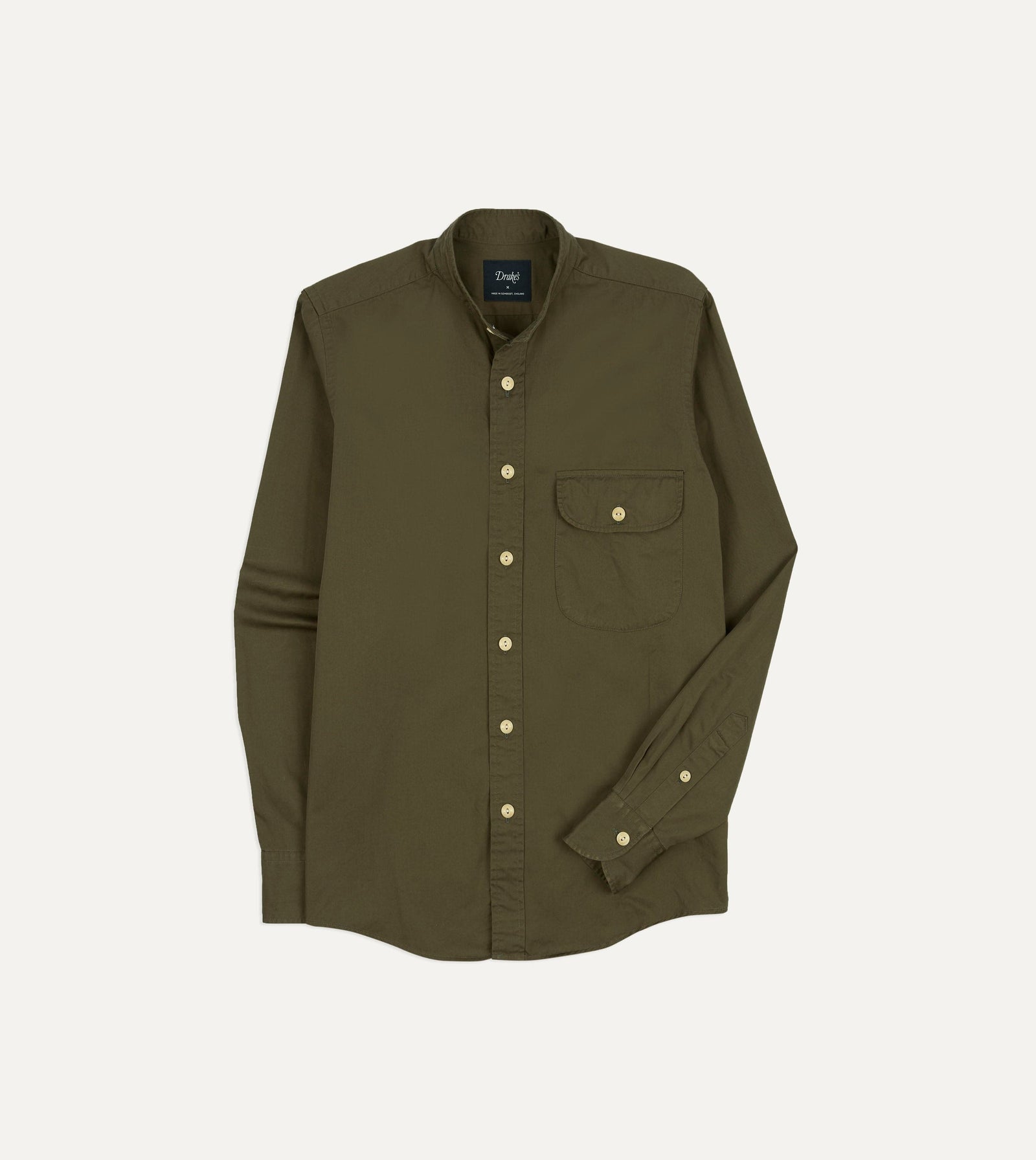 Cotton Mandarin Collar Shirt