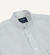 And Navy Stripe Cotton Mandarin Collar Shirt