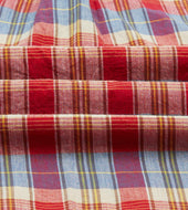 Red And Blue Madras Check Cotton Button Down Popover Shirt