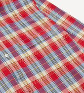 Red And Blue Madras Check Cotton Button Down Popover Shirt