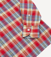Red And Blue Madras Check Cotton Button Down Popover Shirt