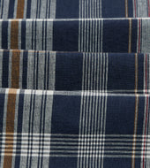 White And Yellow Madras Check Cotton Mandarin Collar Popover Shirt
