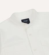 Herringbone Cotton Mandarin Collar Popover Shirt