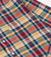 Yellow And Red Madras Check Cotton Button Down Popover Shirt
