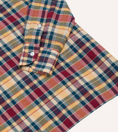 Yellow And Red Madras Check Cotton Button Down Popover Shirt