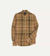 Check Linen Mandarin Collar Popover Shirt