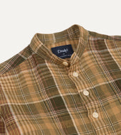 Check Linen Mandarin Collar Popover Shirt