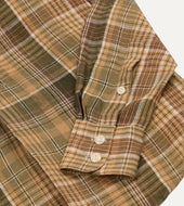 Check Linen Mandarin Collar Popover Shirt