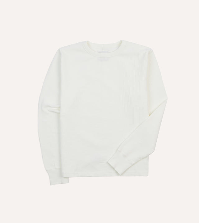 White Waffle Knit Long-Sleeve Hiking T-Shirt