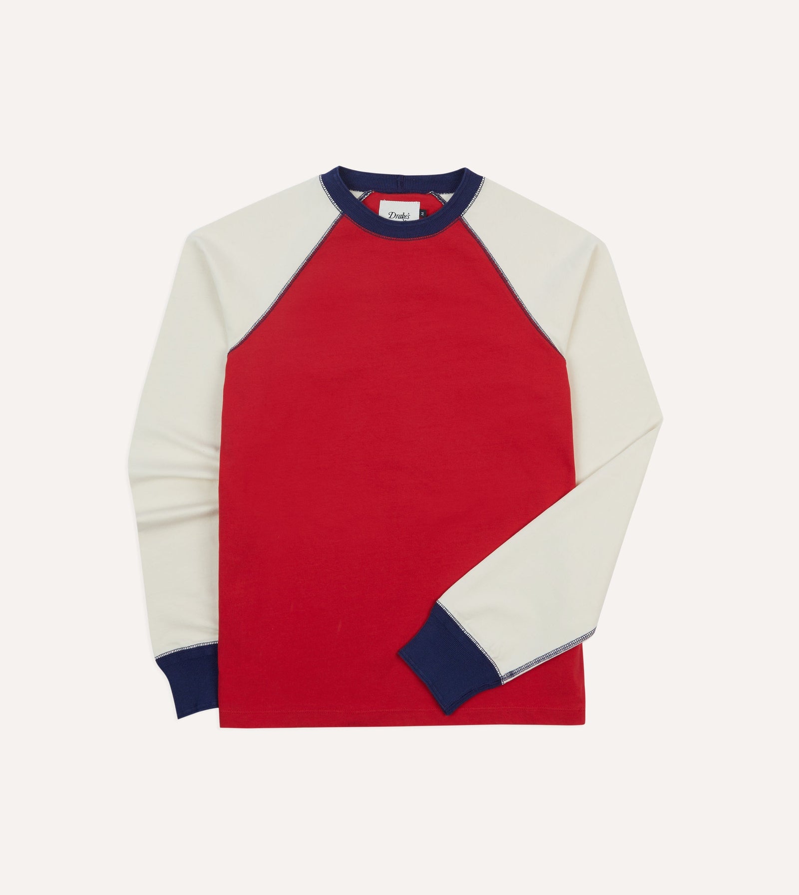 Red And Ecru Long Sleeve Raglan T Shirt