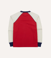 Red And Ecru Long Sleeve Raglan T Shirt