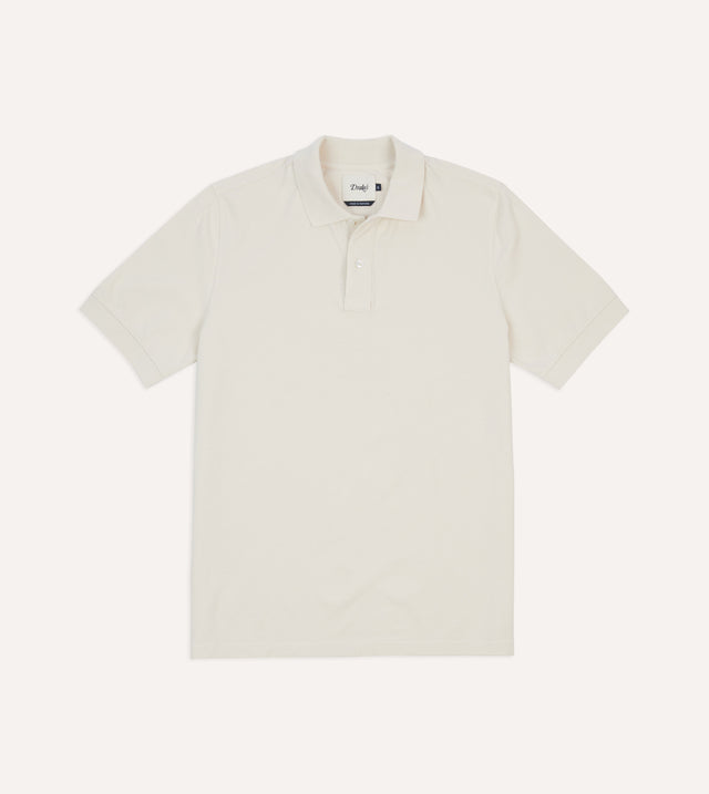Ecru Piqué Cotton Polo Shirt