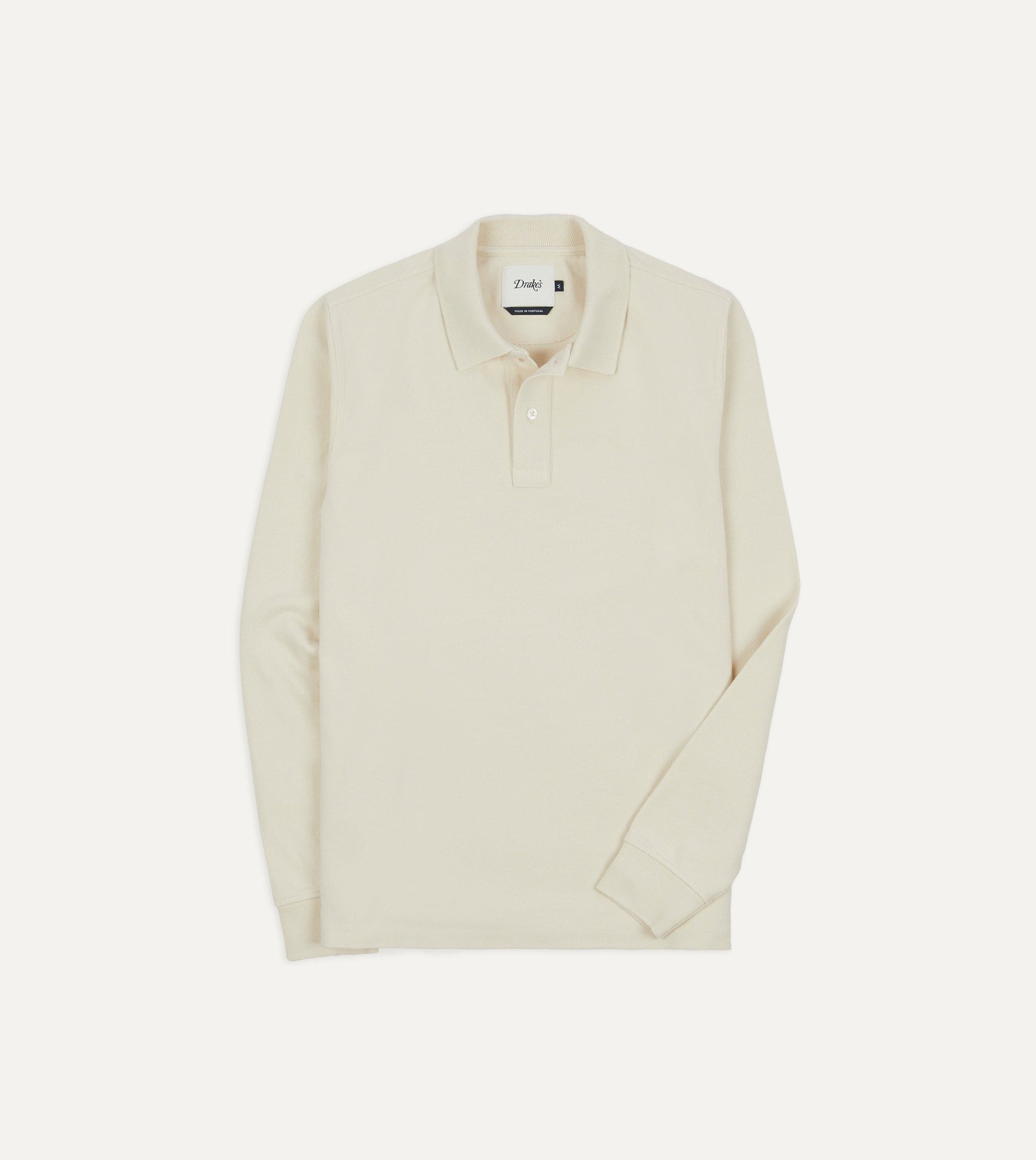Pique Cotton Long Sleeve Polo Shirt