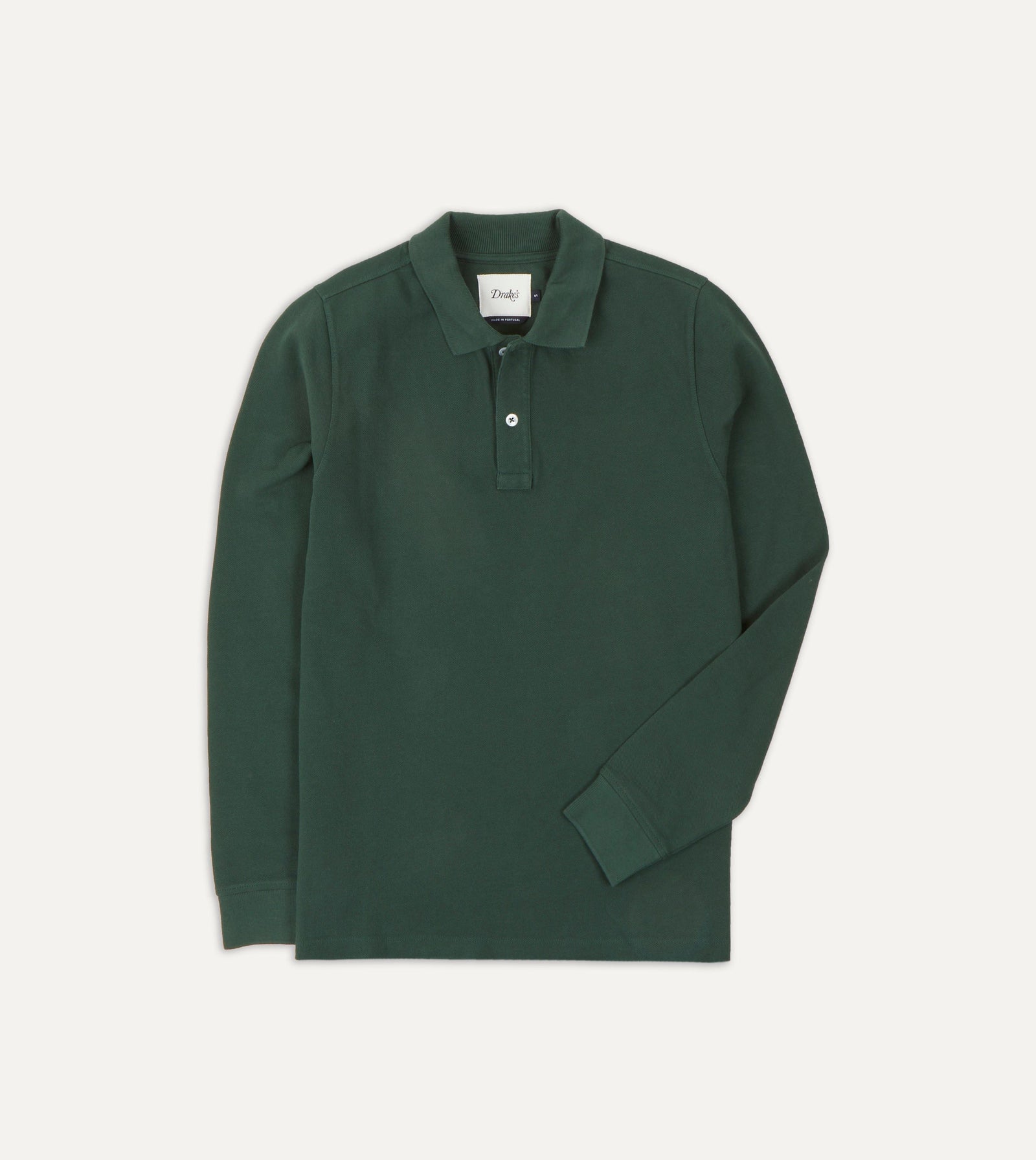 Pique Cotton Long Sleeve Polo Shirt