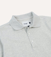 Grey Melange Jersey Cotton Long Sleeve Polo Shirt