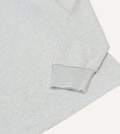 Grey Melange Jersey Cotton Long Sleeve Polo Shirt