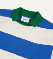 And White Wide Stripe Mock Collar Long Sleeve Jersey