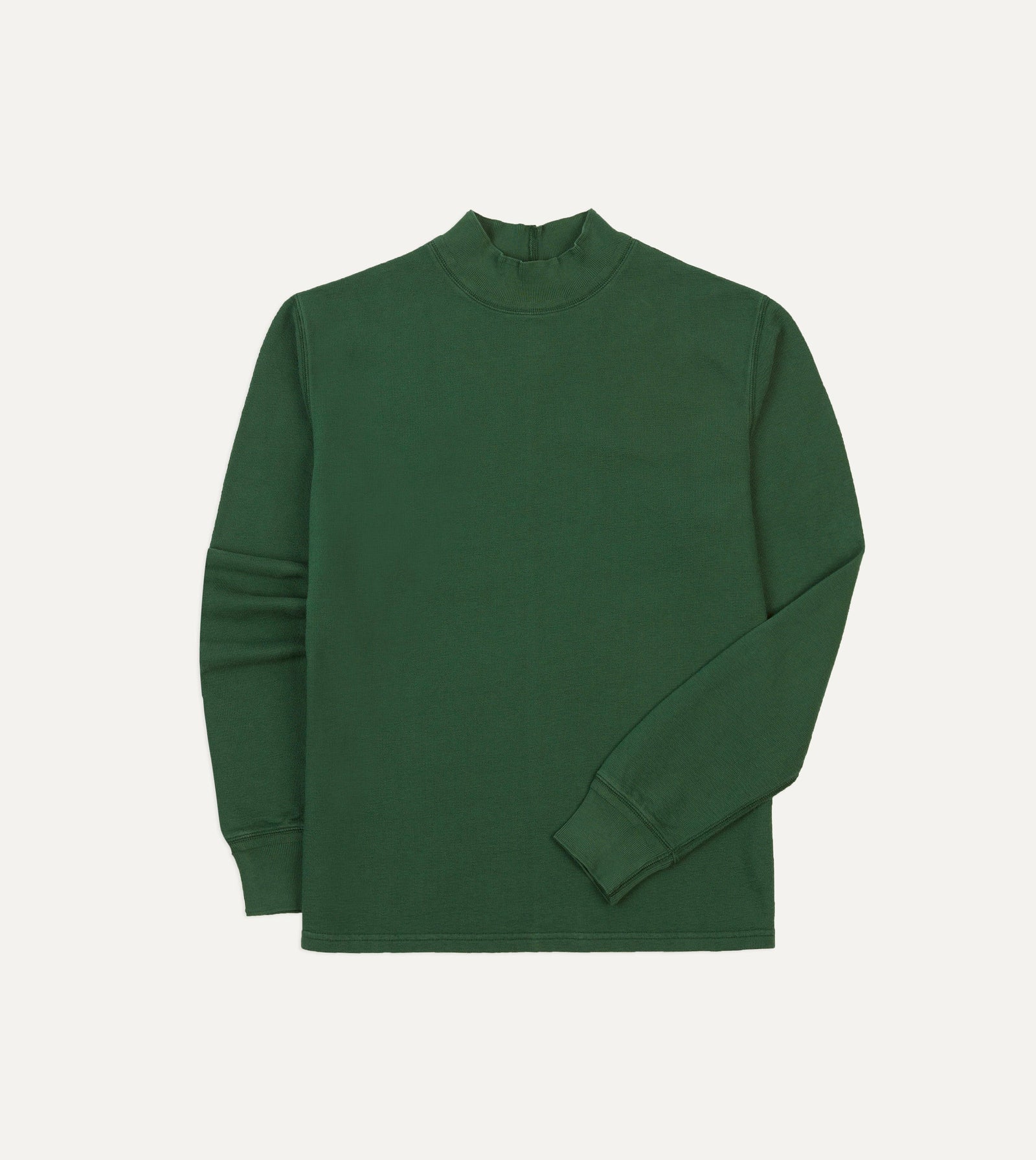 Green Cotton Long Sleeve Mock Neck Hiking T Shirt