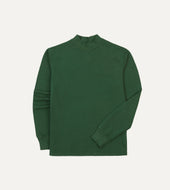 Green Cotton Long-Sleeve Mock Neck Hiking T-Shirt