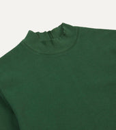 Green Cotton Long Sleeve Mock Neck Hiking T Shirt
