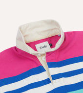 Pink Green And Stripe Cotton Rugby Shirt