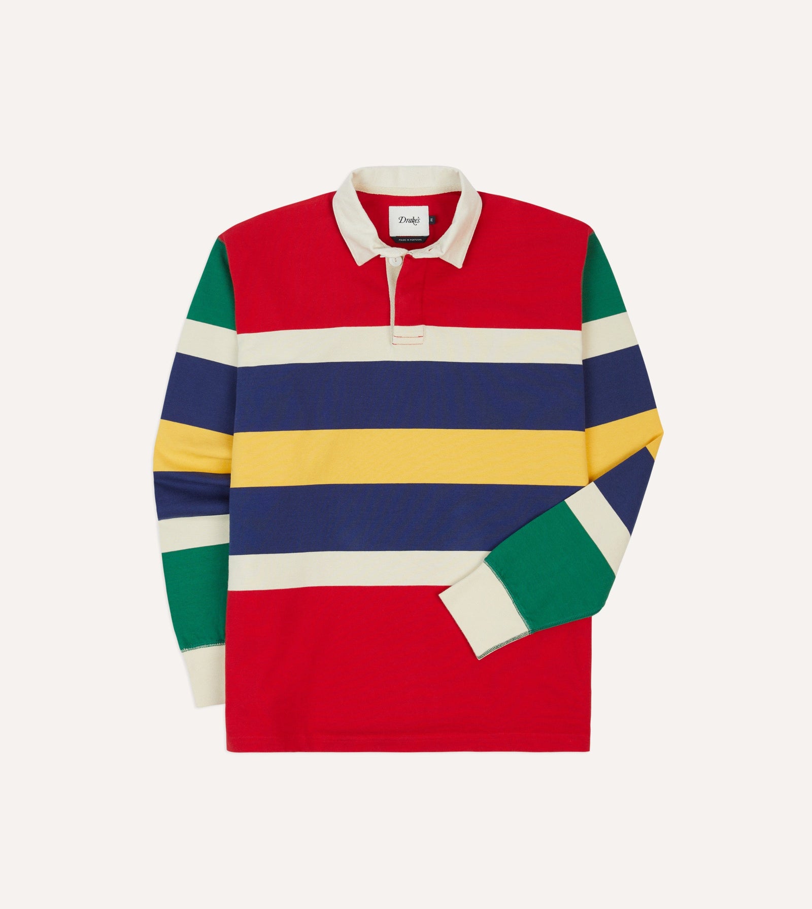 Red Yellow And Navy Multi Stripe Cotton Rugby Shirt