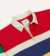 Red Yellow And Navy Multi Stripe Cotton Rugby Shirt