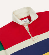 Red Yellow And Navy Multi Stripe Cotton Rugby Shirt