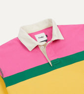 Pink Green Yellow And Navy Multi Stripe Cotton Rugby Shirt