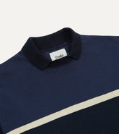 And Ecru Stripe Mock Collar Long Sleeve Jersey