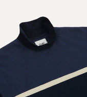And Ecru Stripe Mock Collar Long Sleeve Jersey