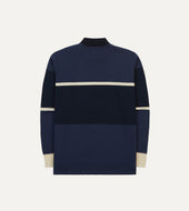 And Ecru Stripe Mock Collar Long Sleeve Jersey
