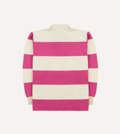 Pink And White Stripe Cotton Mandarin Collar Rugby Shirt