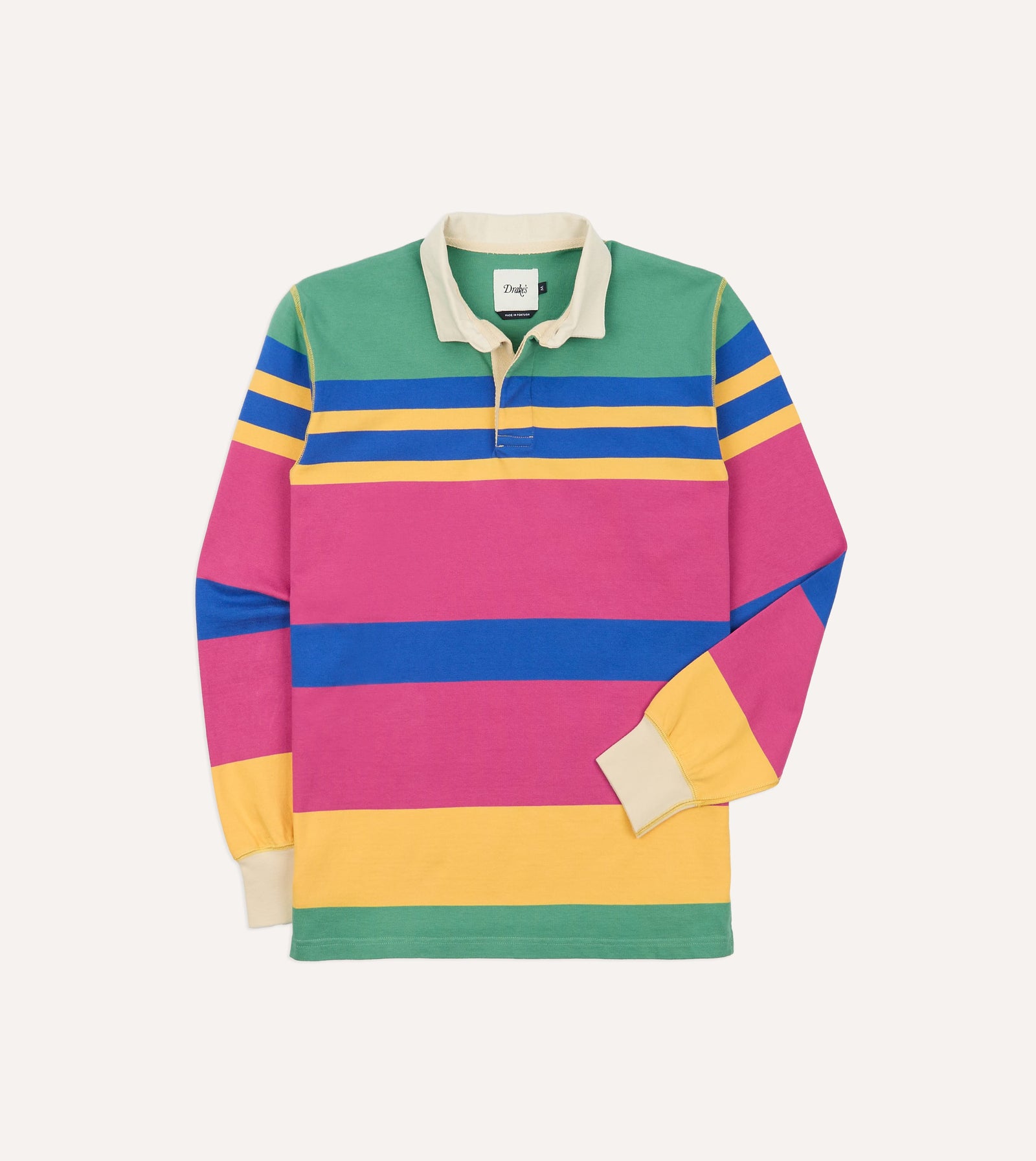 Pink Green Yellow And Navy Pastel Stripe Cotton Rugby Shirt