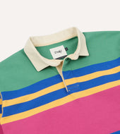 Pink Green Yellow And Navy Pastel Stripe Cotton Rugby Shirt