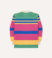 Pink Green Yellow And Navy Pastel Stripe Cotton Rugby Shirt