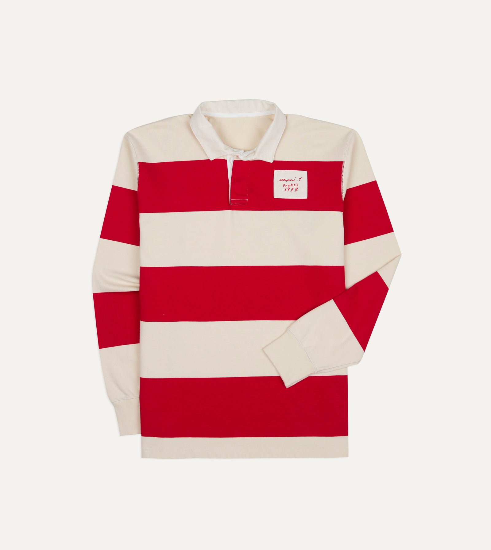 Mayumi Y For Drake S Stripe Cotton Embroidered Rugby Shirt