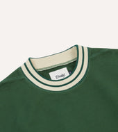 Green Striped Rib Cotton Jersey Sweatshirt