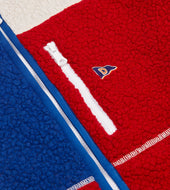 Red And Blue Boucle Wool Zip Fleece Jacket