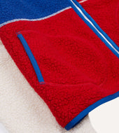 Red And Blue Boucle Wool Zip Fleece Jacket